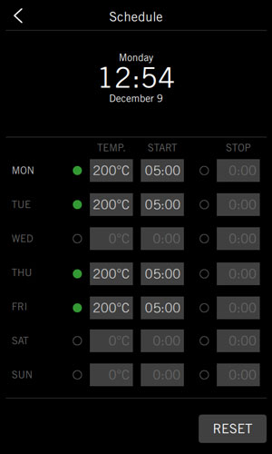 SD Touch 2 Week schedule - start / stop time for oven