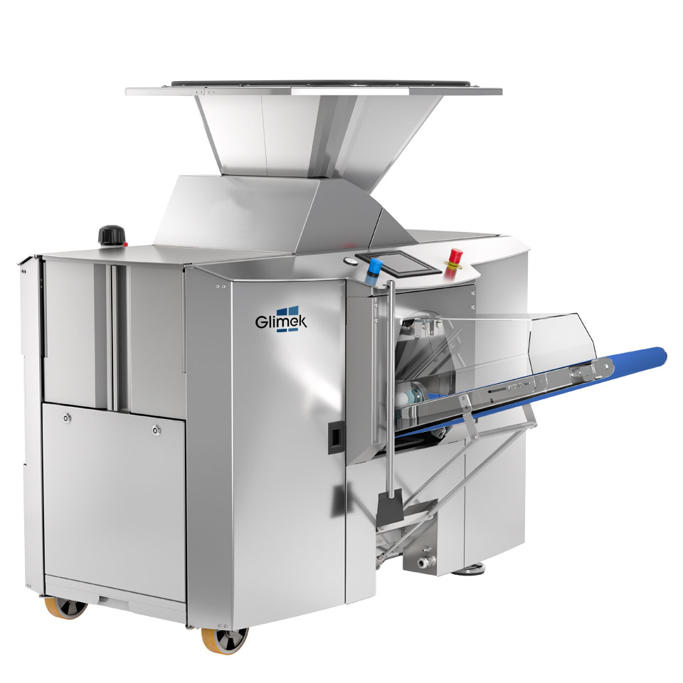 Robust dough divider made for continuous industrial production of dough pieces Glimek