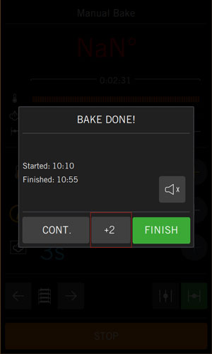 SD Touch II function extra baking time add 2 minutes with one click Sveba Dahlen