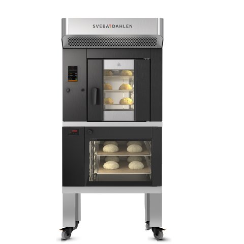 Combination oven with underbuilt proofer. S-Series offer amazing baking in rotating rack oven and optimized proofing below.