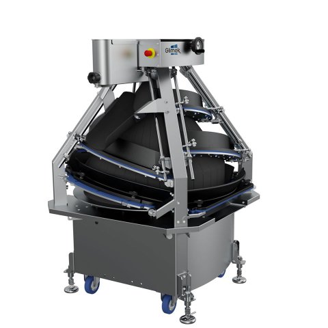 Cone rounder CR600 processes up to 6000 dough pcs/h or 100 pcs/minute into regular shaped balls of dough glimek