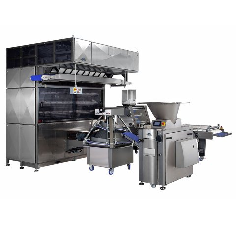 Industrial bread dough line for high level continiuous production in bakery Glimek