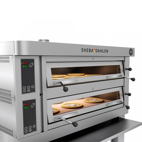 Bake pizza in 932°F Fahrenheit in electric pizza oven with biscotto di sorrento clay stones Sveba Dahlen