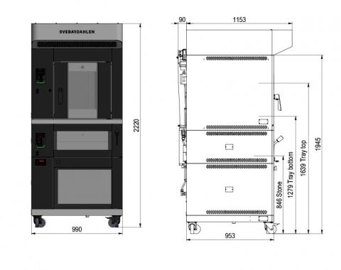 All-in-one oven, rotating mini rack oven, deck oven and underbuilt proofer SRDP120 Sveba Dahlen