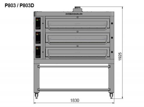 High capacity pizza oven electric sveba dahlen p-series p803 measurements drawing