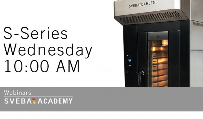 sveba academy s-series webinar, learn more about the new mini rack oven for store bakeries online