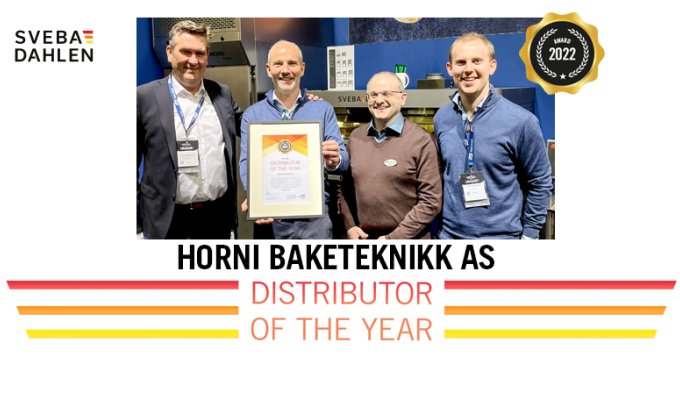 Distributor of the year 2022 Horni Baketeknikk AS Sveba Dahlen Glimek