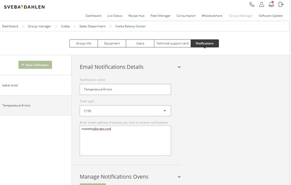Sveba Connect - Manual Notifications