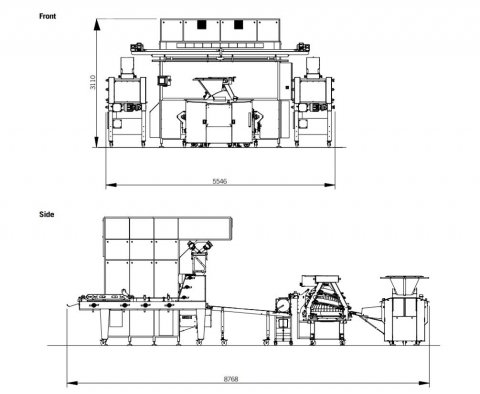 industrial bakery dough production line, make-up dough line 4500 pcs per hour glimek
